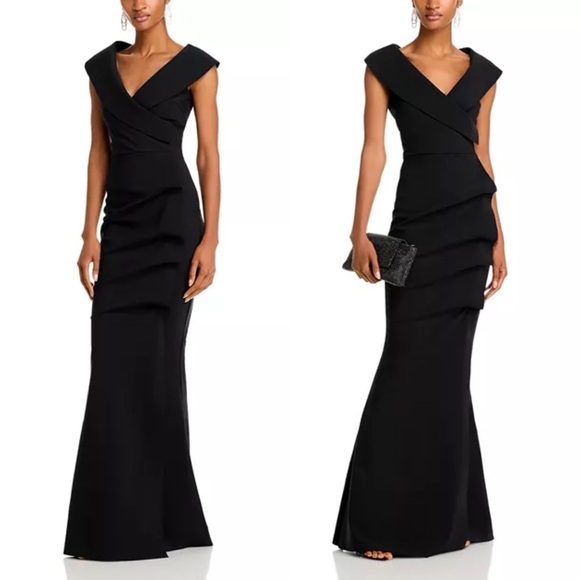 CHIARA BONI La Petite Robe Radalf Off The Shoulder Gown in Black